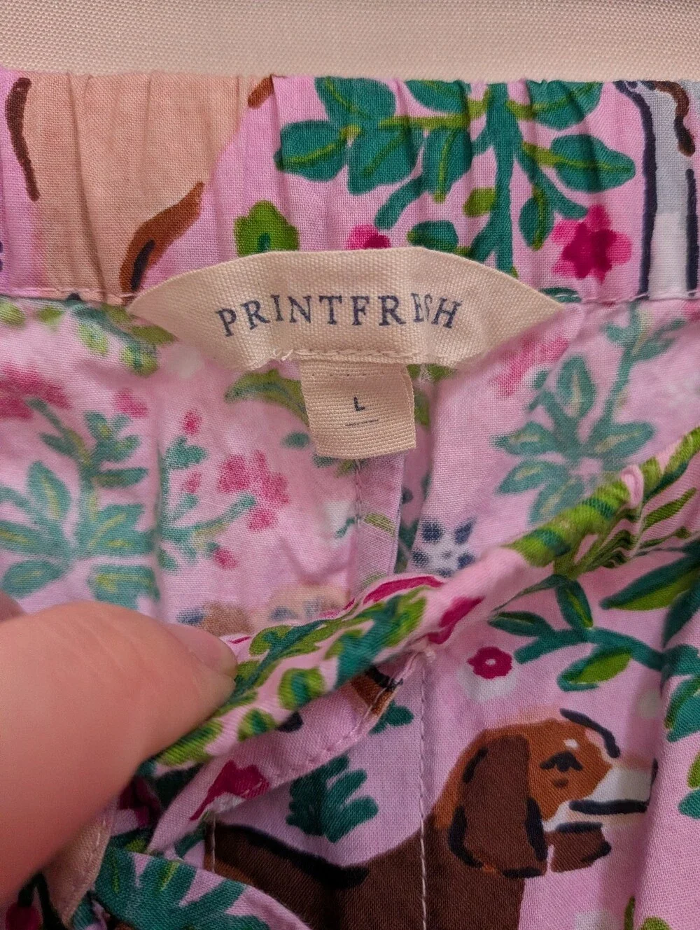 NWT Printfresh Pink Must Love Dogs Short Sleep Top & Long Pants Set Size Large